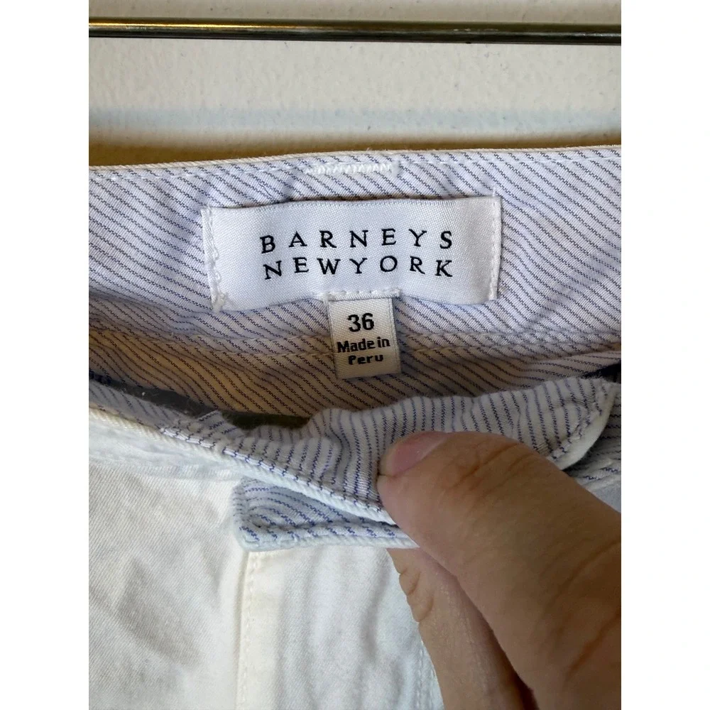Barneys New York Mens Chino Shorts Flat Front White 36